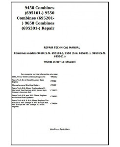 TM2001 - John Deere 9450 (SN.695101-), 9550 (695201-), 9650 (695301-) Combines Service Repair Manual