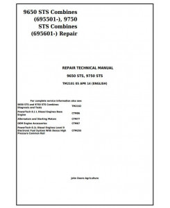 TM2101 - John Deere 9650STS (SN.695501-), 9750STS (SN.695601-) Combines Service Repair Technical Manual
