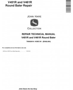 John Deere V451R and V461R Round Baler Service Repair Technical Manual (TM302019)