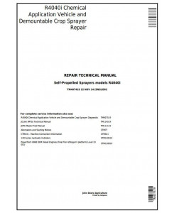 TM407419 - John Deere R4040i Demountable Self-Propelled Crop Sprayer Service Repair Technical Manual