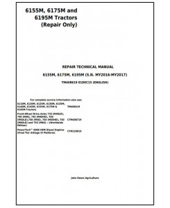 TM408619 - John Deere Tractors Models 6145M, 6155M, 6175M, 6195M Tier 2 Service Repair Technical Manual