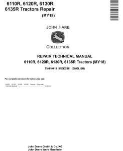 John Deere 6110R, 6120R, 6130R, 6135R Tractors (MY18) Service Repair Technical Manual (TM410419)