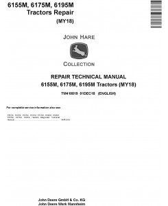 John Deere 6155M, 6175M, 6195M Tractors (MY18) Repair Technical Manual (TM410819)