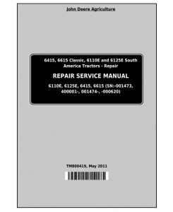 TM800419 - John Deere Tractors 6415, 6615, 6110E, 6125E (South America) Service Repair Technical Manual