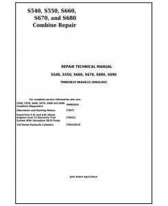 TM803819 - John Deere S540, S550, S660, S670, S680, S690 Combines Service Repair Technical Manual