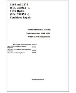 TM8205 - John Deere 1165, 1175, 1175 Hydro Combines Service Repair Technical Manual