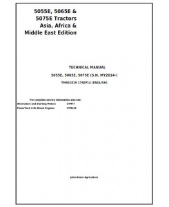 TM901819 - John Deere 5055E, 5065E, 5075E Asia, Africa, Middle East Edition Tractors Technical Manual