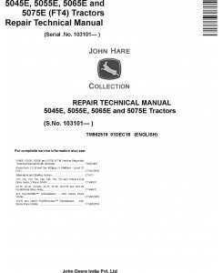 John Deere 5045E, 5055E, 5065E, 5075E Tractors (SN.103101-) Repair Technical Service Manual TM902519