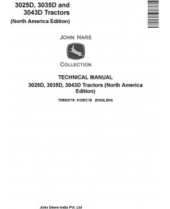 John Deere 3025D, 3035D, 3043D Tractors Technical Manual (TM902719)