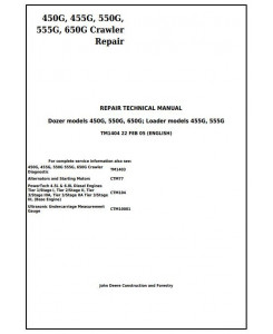 TM1404 - John Deere 450G, 550G, 650G Crawler Dozer; 455G, 555G Loader Service Repair Technical Manual