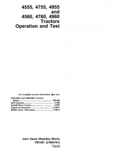 TM1461 - John Deere 4555, 4560, 4755, 4760, 4955, 4960 Tractors Diagnosis and Tests Service Manual