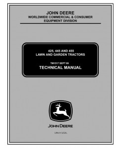 TM1517 - John Deere 425, 445 & 455 Lawn and Garden Tractors All Inclusive Technical Service Manual