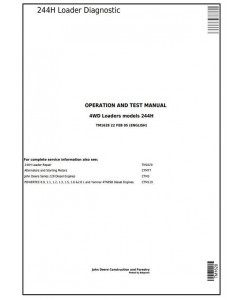 TM1628 - John Deere 244H Compact Loader Diagnostic, Operation and Test Service Manual