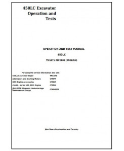 TM1671 - John Deere 450LC Excavator Diagnostic, Operation and Test Manual