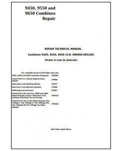 TM1801 - John Deere 9450, 9550 and 9650 Combines (SN. before 695100) Service Repair Technical Manual