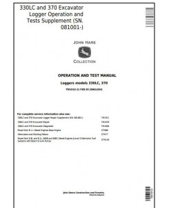 TM1910 - John Deere 330LC, 370 Excavator Logger (SN.081001-) Diagnostic and Tests Manual Supplement