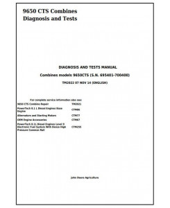 TM2022 - John Deere 9650 CTS Combines (SN. 695401-700400) Diagnosis and Tests Service Manual