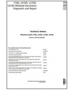TM2122 - John Deere TIMBERJACK 770D, 1070D, 1270D, 1470D Harvester Diagnostic&Repair Technical Manual