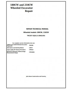 TM2287 - John Deere 180CW and 210CW Wheeled Excavator Service Repair Manual