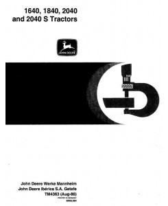 TM4363 - John Deere 1640, 1840, 2040, 2040S Tractors Technical Service Manual