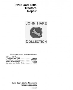TM4612 - John Deere 6205, 6505 Tractors Service Repair Technical Manual