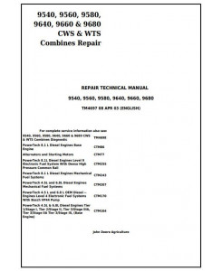 TM4697 - John Deere 9540, 9560, 9580, 9640, 9660, 9680 CWS/WTS Combine Service RepairTechnical Manual