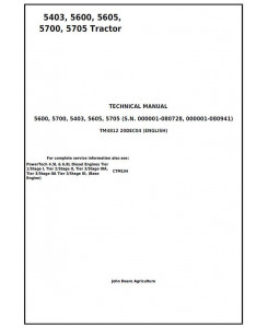 TM4812 - John Deere 5403, 5600, 5605, 5700, 5705 Brazil Tractors Technical Manual