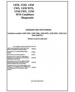 TM4904 - John Deere 1450, 1550, 1450CWS, 1450WTS, 1550CWS, 1550WTS Combines Diagnostic and Tests Manual