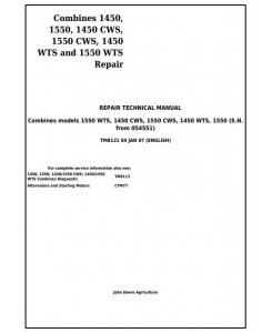 TM8121 - John Deere Combines 1450, 1550, 1450CWS, 1550CWS, 1450WTS, 1550WTS Service Repair Manual