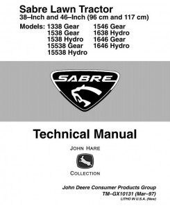 Sabre 1338, 1538, 15338, 1546, 1638, 1646 (GS/HS) Lawn Tractors Technical Manual (tmgx10131)