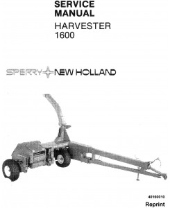 New Holland 1600 Forage Harvester Service Manual