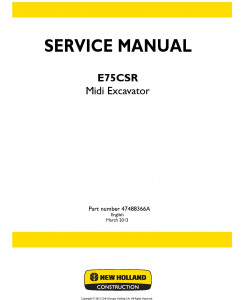 New Holland E75CSR Midi Excavator Service Manual