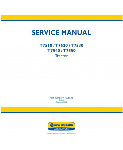 New Holland T7510, T7520, T7530, T7540, T7550 Tractor Service Manual