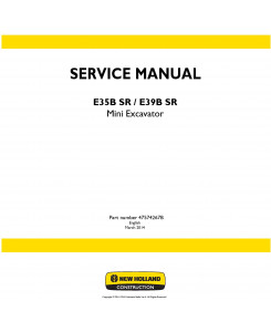 New Holland E35B SR, E39B SR Mini Excavator Service Manual