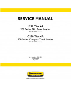 New Holland L230 Skid Steer Loader, C238 Compact Track Loader (Tier 4A) Service Manual