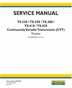 New Holland T8.320, T8.350, T8.380, T8.410, T8.435 Tractor w.CVT Transmission Service Manual (USA)