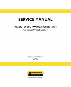 New Holland W50C, W60C, W70C, W80C Tier 4 Compact Wheel 4WD Loader Service Manual