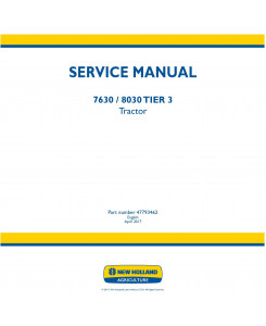 New Holland 7630, 8030 Tier 3 Tractors Service Manual