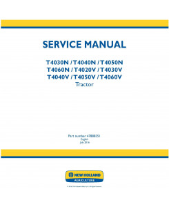New Holland T4030N T4040N T4050N T4060N; T4020V T4030V T4040V T4050V T4060V Tractor Service Manual