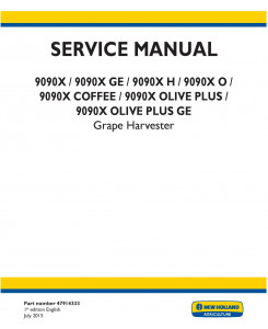 New Holland 9090X (GE,H,O,Coffee, Olive Plus, Olive Plus GE) Grape Harvester Complete Service Manual
