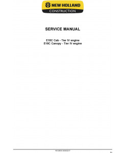 New Holland E18C Tier 4 Mini Excavator Service Manual