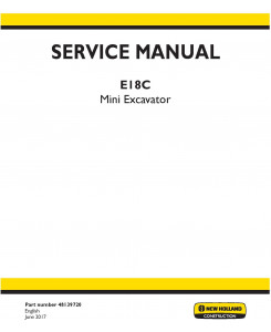 New Holland E18C Mini Excavator Service Manual