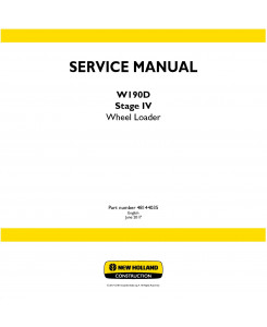 New Holland W190D Stage IV Wheel Loader Service Manual