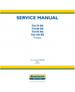 New Holland TI4.70 RS, TI4.80 RS, TI4.90 RS, TI4.100 RS Tractor Service Manual