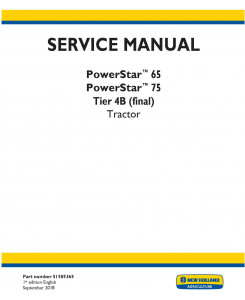 New Holland PowerStar 65, PowerStar 75 Tier 4B final Tractor Service Manual (North America)