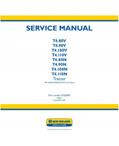 New Holland T4.80V/N, T4.90V/N, T4.100V/N, T4.110V/N Tractor Tier 4A and StageIIIB Service Manual