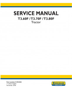 New Holland T3.60F, T3.70F, T3.80F Tractor Service Manual (North America)