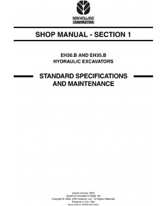 New Holland EH30.B, EH35.B Mini Hydraulic Excavator Service Manual