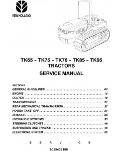 New Holland TK65, TK75(A),TK76, TK85,TK95, TK70A,TK80A, TK90A, TK100A Crawler Tractor Service Manual