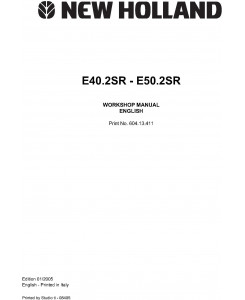 New Holland E40.2SR/E50.2SR Excavators Service Manual